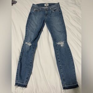 Paige Premium denim verdungo crop raw hem jeans with distressed knee size 28